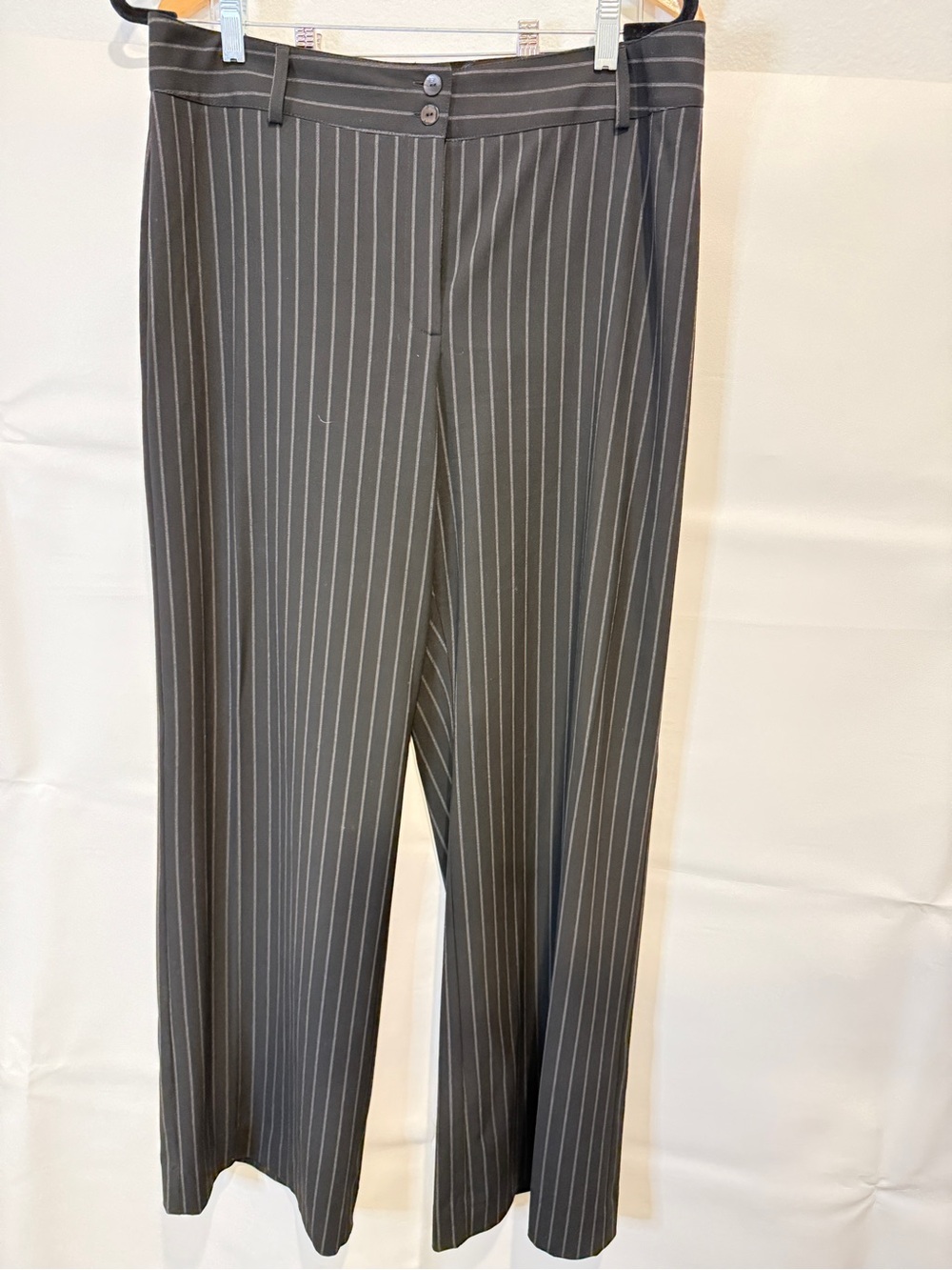 Chico's Gray Pinstripe Straight-Leg Trousers